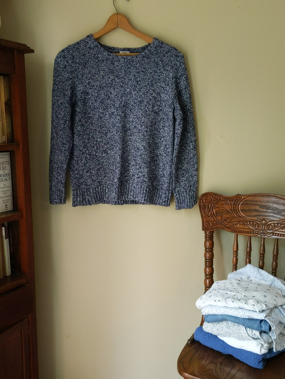 L.L. Bean Women’s Navy and White Crewneck Sweater
